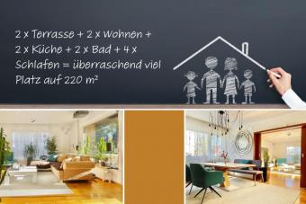 2 x Terrasse + 2 x Wohnen + 2 x Küche + 2 x Bad + 4 x Schlafen = überraschend viel Platz auf 220 m² Haus kaufen 12305 Berlin Bild mittel