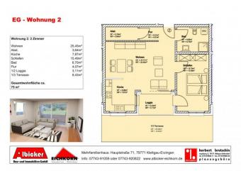 2 Zi. EG mit Terrasse ca. 75 m² - Wohnung 2 - Hauptstr. 71, 79771 Klettgau-Erzingen - Neubau Wohnung kaufen 79771 Klettgau Bild mittel
