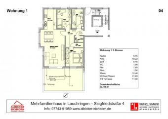 3 Zi. EG mit Terrasse ca. 94 m² - Wohnung 1 - Siegfriedstr. 4, 79787 Lauchringen - Neubau Wohnung kaufen 79787 Lauchringen Bild mittel